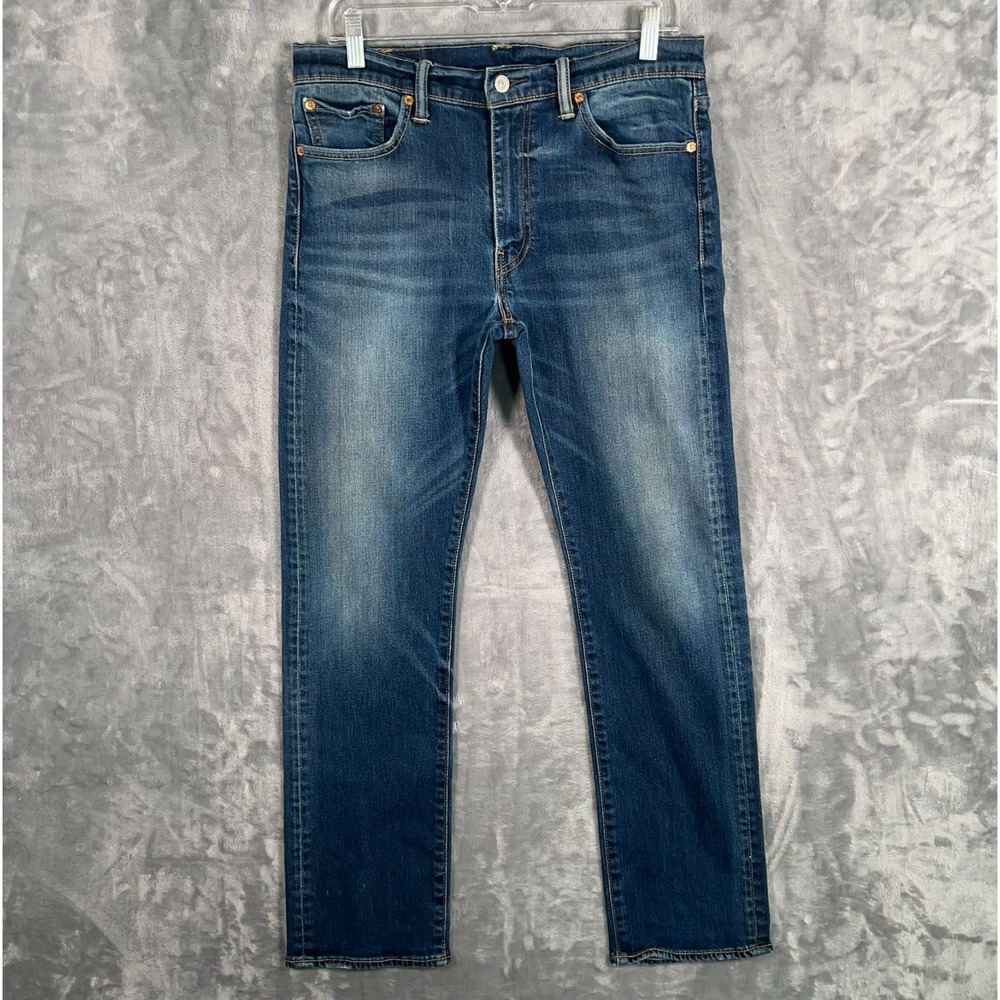Levis 513 Slim Straight Fit Jeans Mens 32x30 Blue Denim Stretch Low Rise